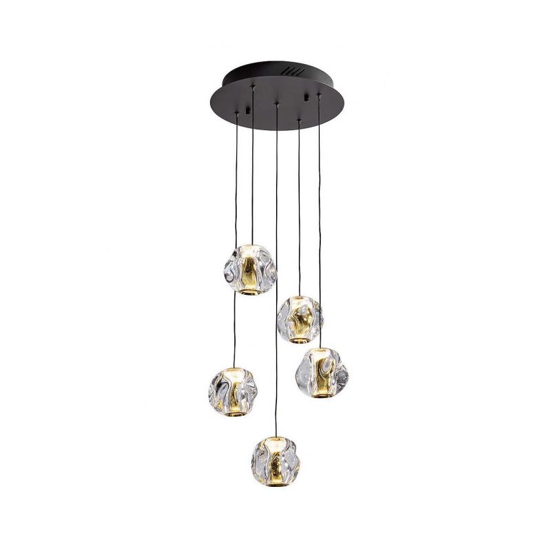 Zaria Lámpara 5l Negro Oro/transp D30 Dim de Schuller