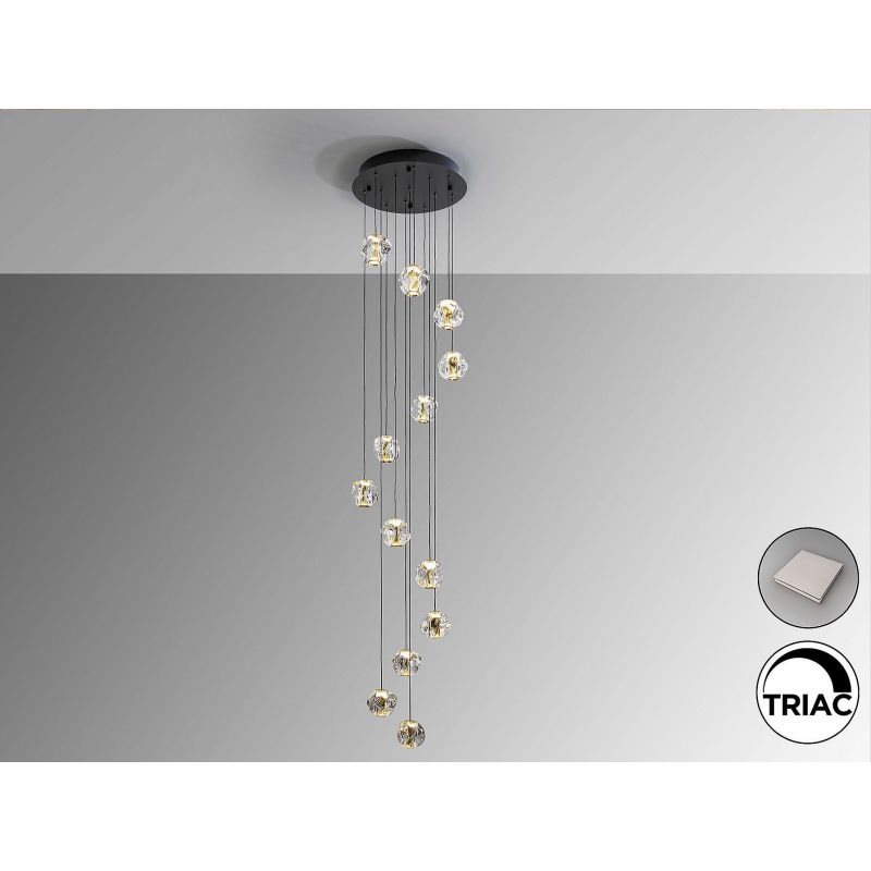 Zaria Lámpara 13l Negro Oro/transp D60 Dim de Schuller