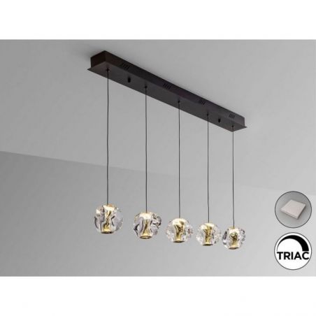 Zaria Lámpara 5l Negro Oro/transp Dim de Schuller