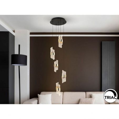 Iliada Lámpara 5l Negro Oro D30 de Schuller