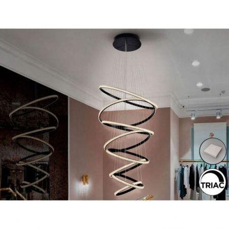 Ring Lámpara 8 Aros Negro 3000k Dimable de Schuller