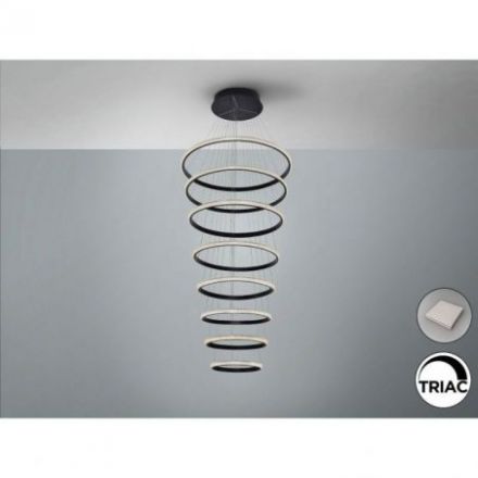 Ring Lámpara 8 Aros Negro 4000k Dim de Schuller