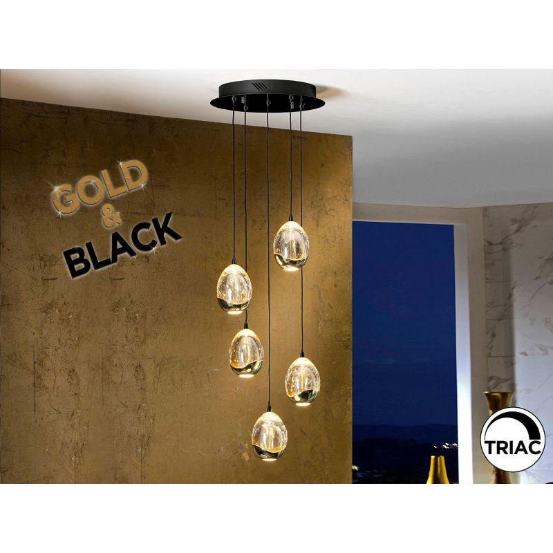 Rocio Lámpara 5l Negro Oro 30d de Schuller