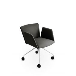 Vela, silla de conferencia respaldo bajo con reposabrazos revestido, base de 4 radios fijos sobre ruedas