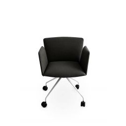 Vela, silla de conferencia respaldo bajo con reposabrazos revestido, base de 4 radios fijos sobre ruedas