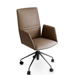 Vela, silla ejecutivo respaldo medio con reposabrazos revestido, base de 5 radios giratorios sobre ruedas, altura regulable