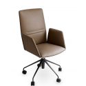 Vela, silla ejecutivo respaldo medio con reposabrazos revestido, base de 5 radios giratorios sobre ruedas, altura regulable