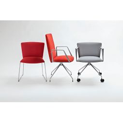 Vela, silla de conferencia respaldo bajo con reposabrazos de aluminio, base de 4 radios fijos sobre ruedas