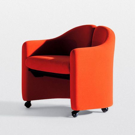 PS142, butaca baja sobre ruedas completamente acolchada y tapizada para mesas bajas