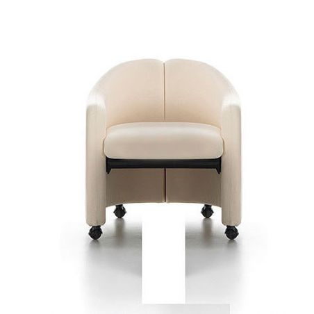 PS142, butaca baja sobre ruedas completamente acolchada y tapizada para mesas bajas
