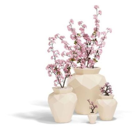 Maceta de doble pared Hanami en plástico colección Origami de Vondom