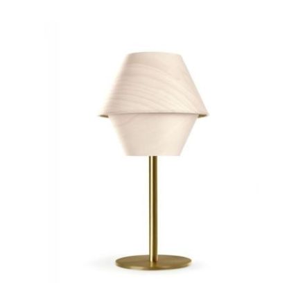 Lámpara de mesa Hotel M de Luzifer LZF base dorada pantalla Blanco Marfil apagada
