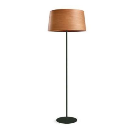 Lámpara de pie Zeta de Luzifer LZF base negro mate pantalla Cereza Natural apagada