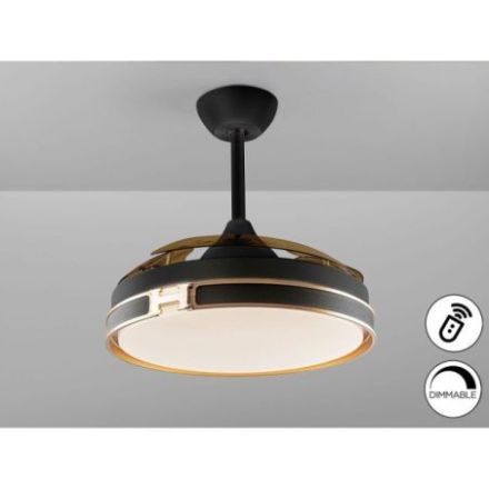 Heron Ventilador Negro Oro Dimable de Schuller