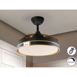 Heron Ventilador Negro Oro Dimable de Schuller