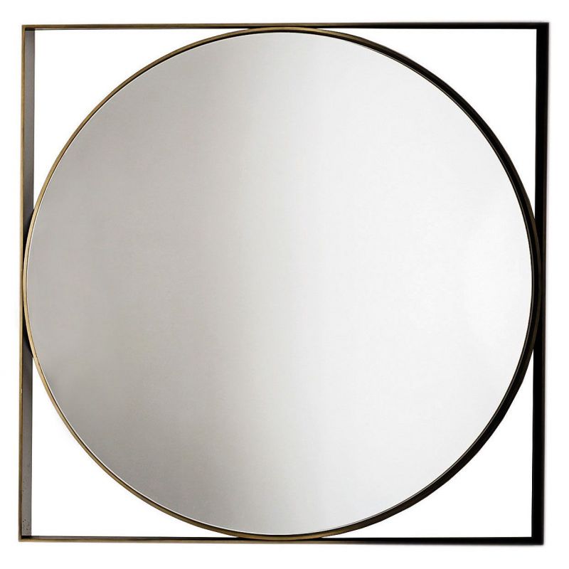 Espejo Visual redondo con marco cuadrado de Sovet Italia. Espejos