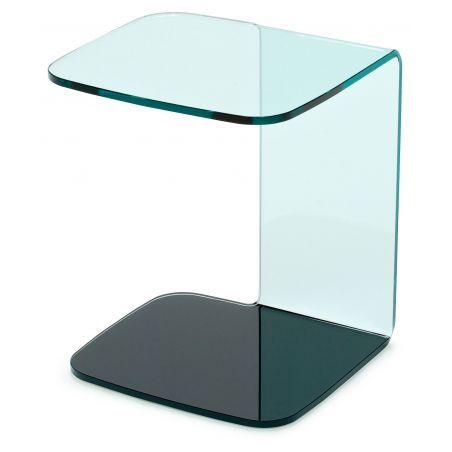Shell, mesa auxiliar en cristal con la base lacada