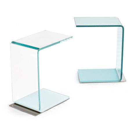 Swan, mesa auxiliar en cristal con la parte inferior lacada de Sovet Italia