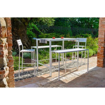 Mesa alta Dorio para jardín en acero de RD Italia