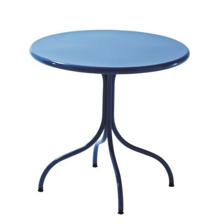 Bistrot, una mesa redonda para jardín con tablero liso y patas regulables