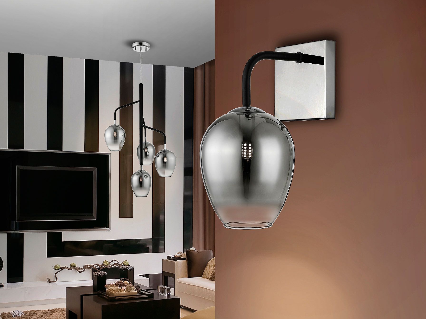 1l Izar Negro-cromo - Apliques de pared - OcioHogar.com