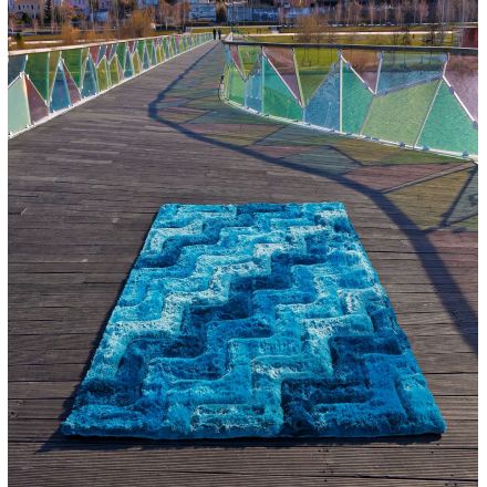 Alfombra moderna 3D Waves azul Carving