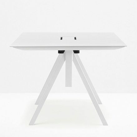 Mesa Oficina Arki-table Con Pasacables de Pedrali Laminado Blanco CFC_BI