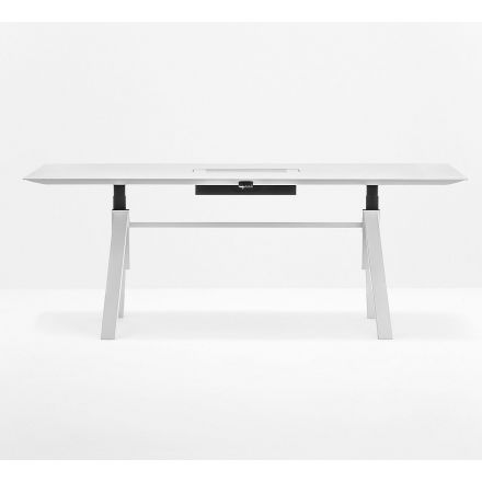 Mesa Oficina Arki-table Con Pasacables de Pedrali Laminado Blanco CFC_BI