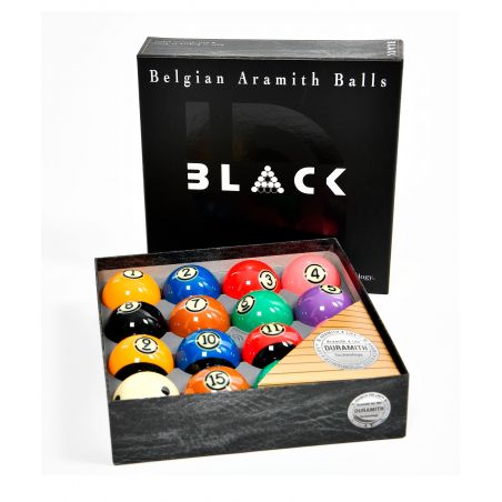 Aramith Black Label Kit, tacos y bolas para jugar al billar de Fusiontables negro