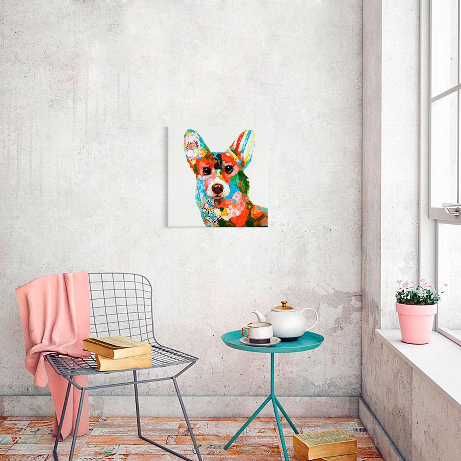 Perro Corgi Multicolor de Dissery - Cuadros y óleos modernos