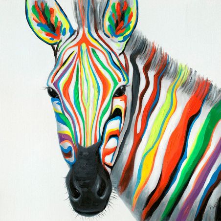 Cuadro Cebra De Frente Multicolor